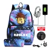 Mochila periférica de juego Roblox para hombre, mochila con carga USB, bolsa para computadora de gran capacidad, entrega de una sola pieza, venta al por mayor