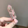 Pinza de Pato con Cristales de Hielo y Pedrería de Cereza para Mujer, Estilo Coreano Dulce Chica Estudiante Fresca Nicho Pasador Accesorio para el Cabello