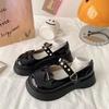 Mocassins Mary Jane de Plataforma com Sola Grossa para Mulheres 2024 Novo Estilo Japonês Fivela de Laço Moda Versátil Sapatos de Couro Pequenos