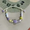 Pulsera de Cuerda Trenzada Cerámica con Temática de Gato para Mujer, Joyería de Estilo Étnico, Pulsera de Resina de Lujo Ligero Nicho de Alto Valor al por Mayor
