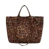 Bolsa de Tela Estampado Leopardo Estilo Coreano Bolsa Perezosa Otoño/Invierno 2026 Moderna Gran Capacidad Hombro Único Sencilla Bolso de Mano Tote para Mujer