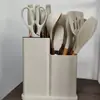 Utensílios de Cozinha de Silicone Conjunto de 19 Peças com Balde de Armazenamento Conjunto de Utensílios de Cozinha de Aço Inoxidável Espátula com Cabo de Madeira Colher Balde de Armazenamento Conjunto de Facas