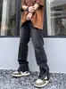 Jeans de hombre de estilo retro americano transfronterizo, corte holgado, lavados, con cremalleras laterales, vibra de moda, pantalones vaqueros largos únicos y modernos