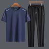 Conjunto Esportivo Casual Fino do Papai Masculino de Verão Camiseta de Manga Curta Roupas de Verão com Sensação de Gelo para Meia-Idade e Idosos