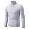 Novo Suéter Gola Alta Masculino Transfronteiriço de Comércio Exterior Estilo Coreano Moda Jovem Cor Sólida Manga Longa Tricotado Pulôver Camiseta Base