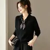 Suéter de Punto con Cuello Peter Pan y Resortes de Espiral Estilo Old Money 2026 para Mujer, Corte Holgado, Adelgazante, Top Versátil, Suéter, Camisa Base