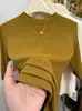 Camiseta Básica Ankela Roja de Cuello Medio Alto y Cinco Mangas para Mujer 2026 Otoño Nueva Llegada Ropa Interior Camiseta Top Modal