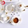 Taza de Café de Cerámica Creativa para Té de la Tarde para el Hogar con Borde Dorado, Platillo, Tetera, Vajilla Regalo con Logo Juego de Taza y Platillo de Porcelana Fina