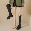 Nueva colección otoño/invierno 2025: botas largas para mujer, color café, de tacón grueso, hasta la rodilla, estilo británico, con suela gruesa, corte en V