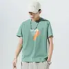 Camiseta de Manga Corta para Hombre 2026 Verano Camiseta de Algodón Puro para Hombre Marca de Moda Top Holgado de Media Manga Camiseta Juvenil de Moda