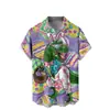 Camisa Masculina Europeia e Americana Transfronteiriça Nova de Verão com Estampa Digital 3D Havaiana Casual de Manga Curta com Lapela Roupa Masculina