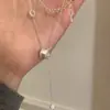 Collar de Cadena para Clavícula Estilo Coreano y Japonés con Rodillo Cepillado y Anillo de Cintura Pequeña con Borla Cadena Pesada Sentido de Diseño