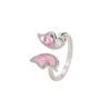 Selección de Arte Anillo Asimétrico de Goma Adhesiva Sensible al Color de Alta Gama Anillo de Mariposa Rosa con Zirconia en Forma de Gota para Mujer