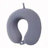 Almofada em U de seda gelada Amazon almofada de viagem armazenamento portátil almofada de pescoço núcleo interno de espuma de memória almofada de voo almofada em U atacado