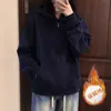 Sudadera con capucha y cremallera, estilo casual, colección mujer 2026, corte holgado, efecto adelgazante, manga larga, forro polar, cárdigan negro, top ligero