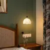 Luminária Pendente Vintage Estilo Francês para Quarto, Luminária Pendente Retro de Madeira Maciça e Tecido, Balcão de Bar, Corredor, Luminária Romântica de Cabeceira