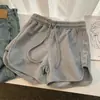 Pantalones Cortos Deportivos Blancos Grises para Mujer de Verano Sueltos de Pierna Ancha Finos de Color Sólido Cintura Alta Casual para el Hogar de Forma A Pantalones Cortos