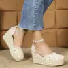 Sandálias de Tecido de Corda de Cânhamo com Solado para Mulheres 2026 Verão, Sandálias Romanas Estilo Europeu e Americano com Salto Plataforma e Solado Grosso, Sapatos Femininos de Tamanho Grande, Dropshipping Transfronteiriço