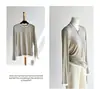 Roupas Camadas de Lã26 Outono Novo Moda Feminina Top Color-Block Camadas Térmico Lã Manga Longa Quente Camiseta Base
