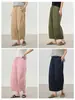 Pantalones Minimalistas Voluminosos con Forma de Capullo para Mujer Aboutsea, Textura como de Papel, 100% Algodón, Cintura Elástica, Doble Lavado, Pantalones Casuales Sueltos de Primavera y Verano
