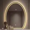 Espejo de baño inteligente ovalado transfronterizo, montado en la pared, con controles táctiles, iluminado y personalizable en varias formas