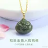 Pingente Buda da Água Clara em Prata S925 com Jade Natural Hetian Transmissão ao Vivo Templo Atacado S5061802A