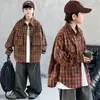 Camisa de Manga Larga a Cuadros para Niños Colección Otoño 2026, Top Casual Holgado Estilo Coreano Universitario, Camisa Chaqueta, Venta al por Mayor Transfronteriza
