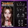 Pegatina de Tatuaje Halloween Plata Caliente Estilo Metálico Cromado Plata Cibernético Fiesta Actuación Hombres Mujeres Esquina del Ojo Cara Duradero Impermeable