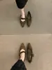 Primer Encuentro Zapatos Mary Jane de Gamuza con Punta Aguda Estilo Retro Francés de Temporada para Mujer, Suela Suave, Correa Única, Tacón de Cuña que Aumenta la Altura, Estilo para Viajes al Trabajo, Poco Profundos
