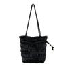 Bolso Fruncido con Cordón Diseño Nicho Coreano Nuevo Bolso Balde de Cuero Suave para Mujer de Alta Gama Exquisito Bolso de Hombro Sobaco