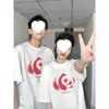 Camisetas de Algodão Puro Penteado Únicas de Verão Unissex para Casal, Tops da Moda Versáteis de Corte Solto