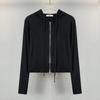 Corea del Sur Dongdaemun elegante sexy para mujer corte entallado adelgazante chaleco + abrigo con capucha top de dos piezas