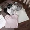 Camisola Sexy de Verano sin Espalda y Cuello en U, Cómoda y Transpirable, Copas Fijas, Color Sólido, Espalda Hermosa, Camiseta sin Mangas Ajustada para Mujer
