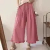Pantalones Blancos de Encaje para Mujer, Nuevo Estilo Verano 2026, Cintura Alta, Adelgazantes, Petite, Sueltos, Casuales, Acortados, Versátiles de Pierna Ancha