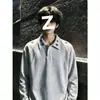 Otoño Invierno Hombre Estilo Hong Kong Simple Bloques de Color Bordado Solapa Sudadera Hombre Adolescente Lujo Ligero Moda Versátil Camisa POLO