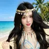Estilo Vacacional Étnico Hecho a Mano Retro Bohemio Disco de Concha Borla Colgante Accesorio para el Cabello de la Frente para Mujeres Envío Transfronterizo
