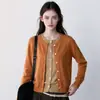 Suéter de punto retro, multicolor patchwork, cuello redondo, manga corta para mujer, nueva colección 2026