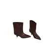 Botas curtas versáteis de bico fino pontudo estilo francês em couro macio, modernas, emagrecedoras, confortáveis, com cano largo, de calçar simples