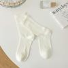 Calcetines Mujer Verano Delgados Felpa Calcetines de Tubo Medio Blanco Algodón Estilo Ballet 2025 Nuevos Calcetines de Malla Sin Costuras