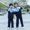 Traje de Uniforme Escolar de Primavera y Otoño Ropa Deportiva Escuela Secundaria Camiseta de Manga Larga Estilo Universitario Traje de Clase Conjunto de Tres Piezas