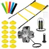 Conjunto de Equipamentos de Treinamento de Futebol, Conjunto de Escada de Agilidade e Barreiras Transfronteiriças, Disco Marcador, Paraquedas de Resistência, Elástico de Resistência, Conjunto de Corda de Pular