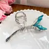 Pinza para el Cabello de Aleación Azul Grande con Perlas Cola de Pez Volumen del Cabello Pinza para el Cabello Multicabezal Tocados de Moda de Alta Gama