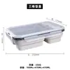 Amazon caja de almuerzo de silicona de grado alimenticio de dos compartimentos caja de conservación caja de almuerzo térmica caja de conservación portátil plegable para exteriores