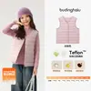 Pudding Haru Roupas de Inverno para Meninas, Tops Modernos e Quentes, Novo Colete de Penas Leve e Quente para Crianças Inverno 2026