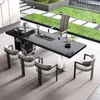 Mesa de Té Clásica Pizarra 2025 Mesa de Té para Sala de Estar Combinación de Mesa y Silla Mesa de Té Simple para Oficina Preparación de Té en Casa Mesa de Café Integrada