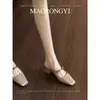 Sandalias Cuadradas de Moda Nueva Primavera 2026, Zapatos Pequeños de Piel, Zapatos Mary Jane de Tacón Grueso, Tacones Altos Estilo Europeo y Americano