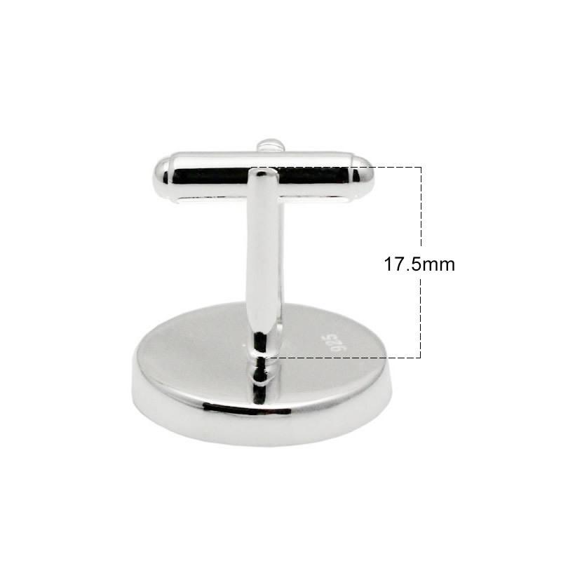 雅缤 高档纯银袖扣托 入20mm袖口钮托 男士 diy活动脚袖扣YB33624