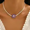 Colar Transfronteiriço Europeu e Americano Novo Estilo Boho de Férias Flor de Plumeria Fofa Flor de Argila Macia Colar de Contas de Arroz para Mulheres