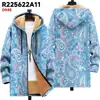 Chaqueta de Nuevo Estilo Transfronteriza con Elementos de Patrón Multicolor, Cárdigan con Capucha y Cremallera 87, Abrigo de Algodón Polar Espeso de Invierno con Forro Amarillo