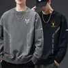 Sudadera para hombre, estilo primavera y otoño, cuello redondo sin capucha, camiseta básica de manga larga, top versátil casual holgado, ropa para hombre